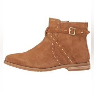 Hush Puppies Chandon Belt Ankle Bootie Boot Leather Brown Suede 7.5 worn once